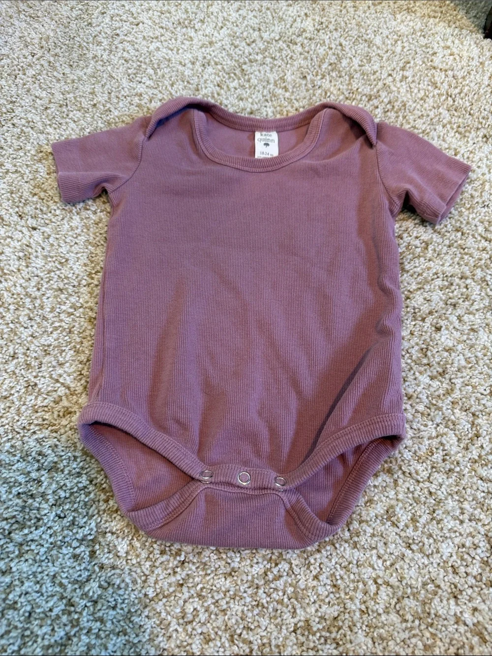 kate quinn Mauve Ribbed Short Sleeve One-Piece Bodysuit